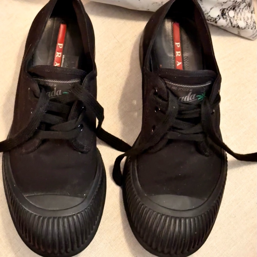 Prada Men's Black Canvas Sneakers
